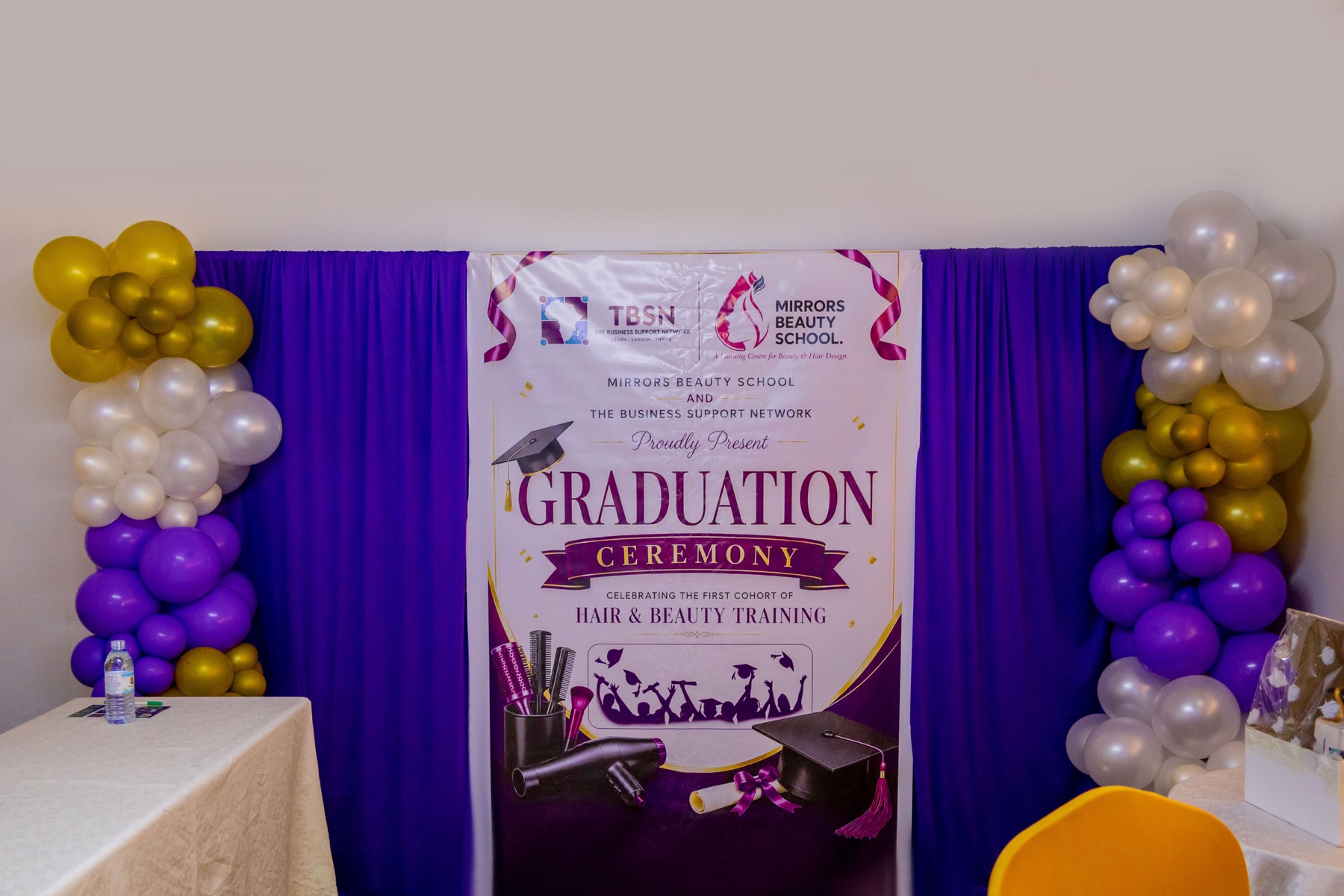 The graduation ceremony backdrop
